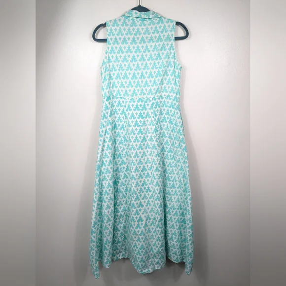 Livro Maxi Dress Womens Size Small Aqua White Boho Collared Button Front - Picture 10 of 14